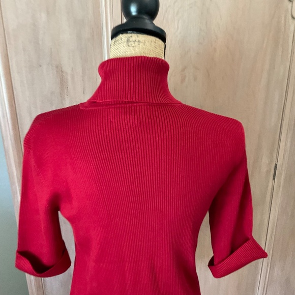 Ralph Lauren 3/4 sleeve Red ribbed silk blend turtleneck sweater Y2K classic L - Picture 10 of 12